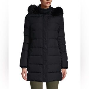 Lands’ End Women's 600 Down Winter Long Coat With Hood in Black